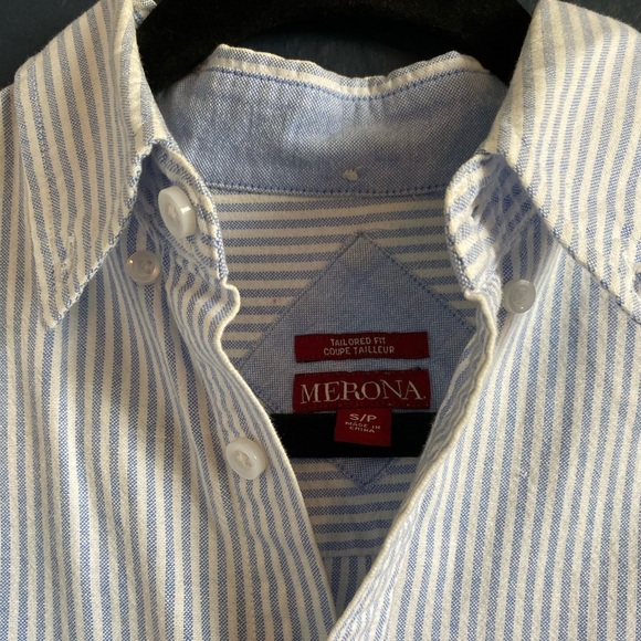 •Merona Blue & White Striped Tailored Button Up• - Picture 3 of 3